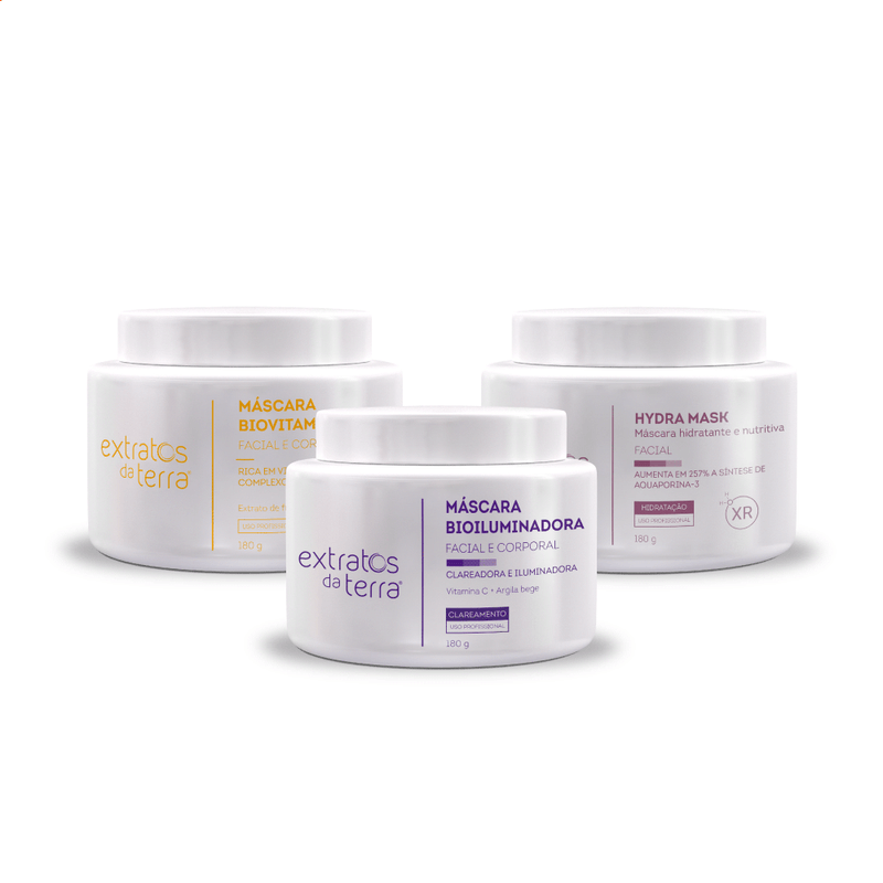 Kit máscara facial hidratante e iluminadora